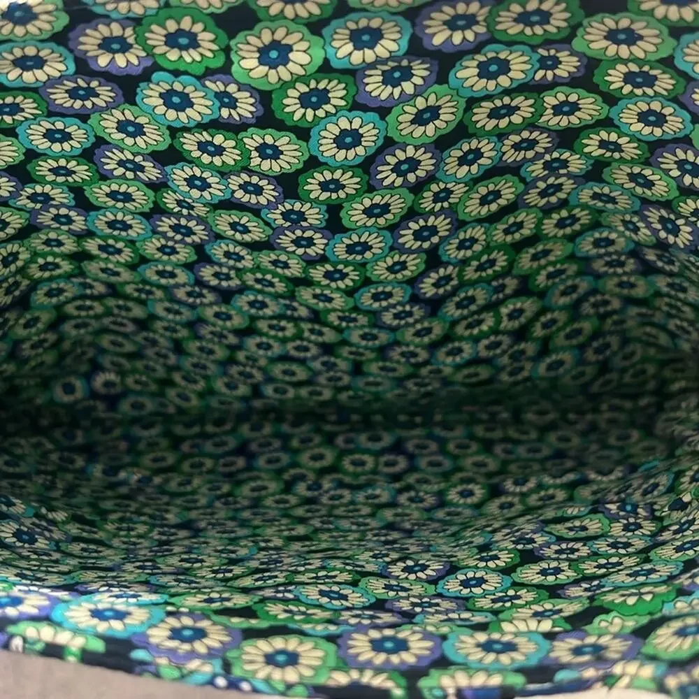Vera Bradley Crossbody Tote Bag Rhapsody Blue Green Quilted Floral Paisley 70s